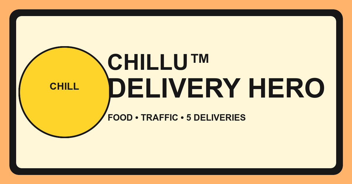 Chillu delivering pizza burgers and coffee through city traffic